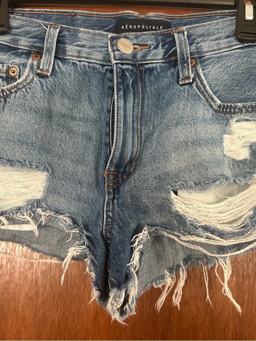 Aeropostale Light Blue Distressed Cutoff Denim Shorts